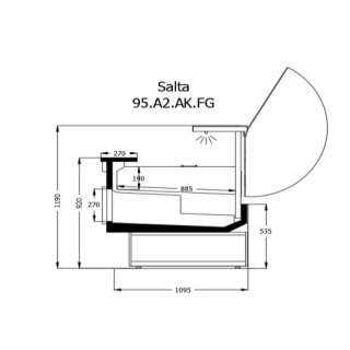 ΒΙΤΡΙΝΑ ΚΟΠΗΣ SALTA FG 1.00 x 1.10 x 1.20 ΧΩΡΙΣ ΜΟΤΕΡ/ REMOTE/Με αποθήκες