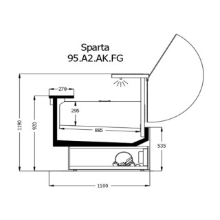 ΒΙΤΡΙΝΑ ΚΟΠΗΣ SPARTA FG ΚΡΕΑΤΩΝ 1.35 x 1.10 x 1.20 ΜΕ ΜΟΤΕΡ/PLUG IN/χωρίς αποθήκες