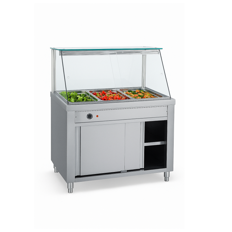 ΕΠΙΔΑΠΕΔΙΟ INOX ΜΠΑΙΝ ΜΑΡΙ ΜΕ ΒΙΤΡΙΝΑ MD 138  1.38 x 0.70 x 1.30