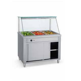 ΕΠΙΔΑΠΕΔΙΟ INOX ΜΠΑΙΝ ΜΑΡΙ ΜΕ ΒΙΤΡΙΝΑ MD 106 1.06 x 0.70 x1.30 cm