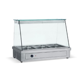 ΕΠΙTΡΑΠΕΖΟ INOX ΜΠΑΙΝ ΜΑΡΙ ΜΕ ΒΙΤΡΙΝΑ MT 138  1.38 x 0.70 x 0.77