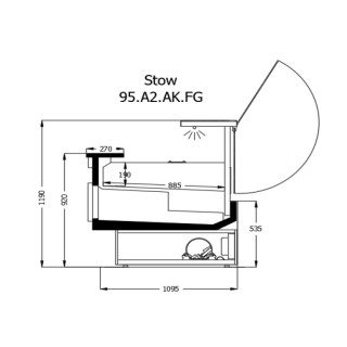 ΒΙΤΡΙΝΑ ΚΟΠΗΣ STOW FG ΚΡΕΑΤΩΝ 1.35 x 1.10 x 1.20 ΜΕ ΜΟΤΕΡ/PLUG IN/με αποθήκες