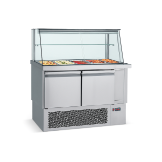 INOX ΨΥΓΕΙΟ ΣΑΛΑΤΩΝ ΜΕ ΒΙΤΡΙΝΑ SM110 1.10 Χ 0.70 Χ 0.130 cm ΜΕ ΜΟΤΕΡ