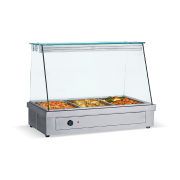 ΕΠΙTΡΑΠΕΖΟ INOX ΜΠΑΙΝ ΜΑΡΙ ΜΕ ΒΙΤΡΙΝΑ MT 138  1.38 x 0.70 x 0.77