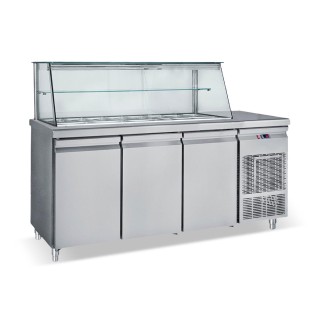 INOX ΨΥΓΕΙΟ ΣΑΛΑΤΩΝ ΜΕ ΒΙΤΡΙΝΑ SM185 1.85 x 0.70 x 1.30 cm ΜΕ ΜΟΤΕΡ