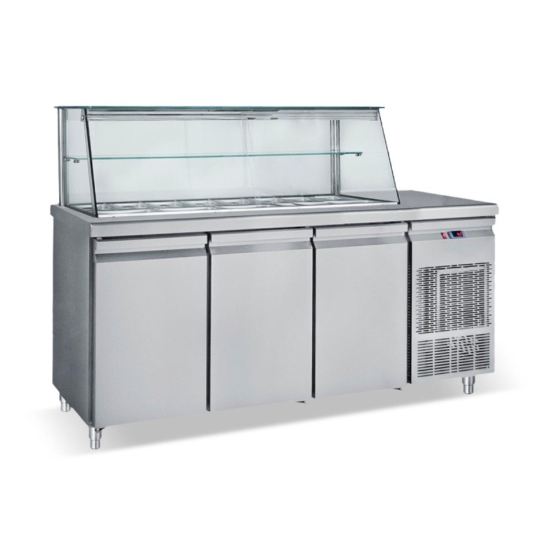 INOX ΨΥΓΕΙΟ ΣΑΛΑΤΩΝ ΜΕ ΒΙΤΡΙΝΑ SM185 1.85 x 0.70 x 1.30 cm ΜΕ ΜΟΤΕΡ